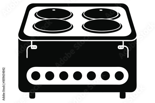 Black fourburner stovetop kitchen appliance presents a simple, functional look for culinary activities