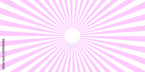 Colorful spinning lines for template, banner. Pink and white radial starburst background. Sunburst Pattern Background Rays Sunburst background. Sweet rotating cartoon swirl or whirlpool.