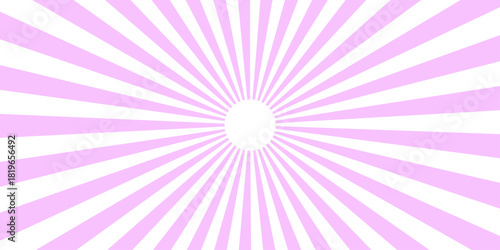 Colorful spinning lines for template, banner. Pink and white radial starburst background. Sunburst Pattern Background Rays Sunburst background. Sweet rotating cartoon swirl or whirlpool.