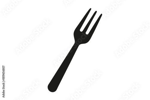 A simple black fork is visible against a white background, presented with transparency