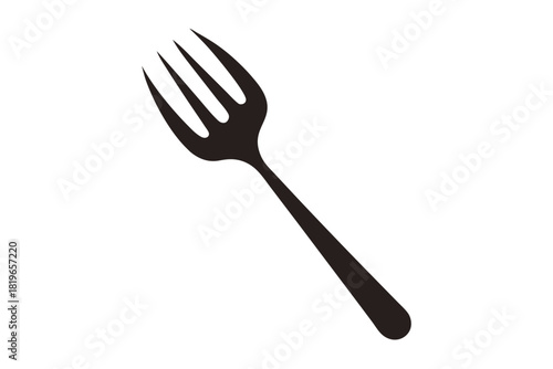 Simple flat brown fork is isolated on a plain white digital background