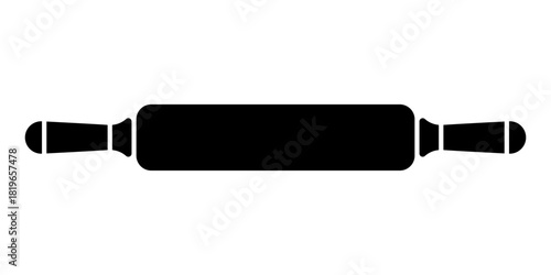 Rolling pin icon. Black silhouette. Front and side view. Vector simple flat graphic illustration. Isolated object on a white background.