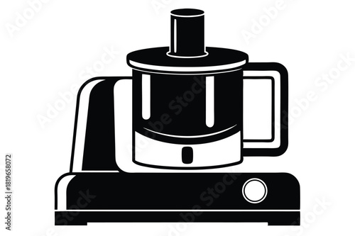 A modern food processor silhouette showcases sleek design against a clean, crisp white background