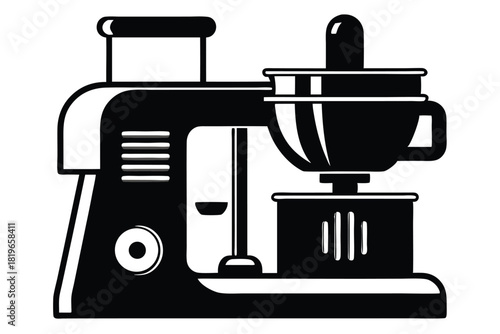 Black and white food processor machine stands firmly, poised for culinary adventures ahead