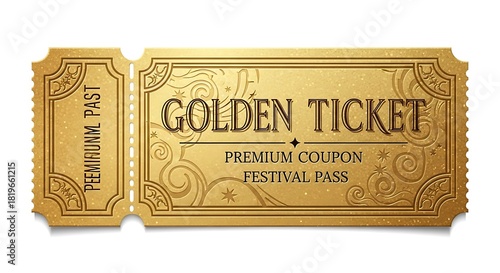 Vintage Golden Ticket - Premium Coupon for Festival Pass Access.