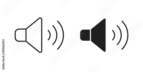 Speaker icon with editable stroke and flat vector pack