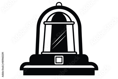 Black and white gumball machine design shows the classic dispenser interior clearly in minimal form