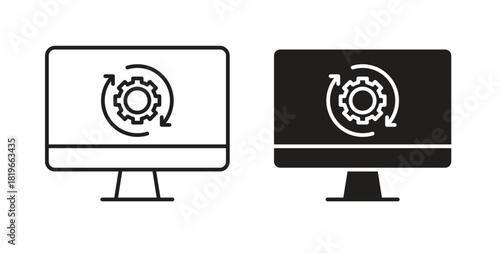 System update icon with editable stroke and flat vector pack