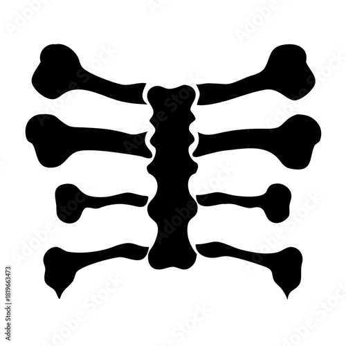 Black silhouette of a human rib cage, representing the skeletal structure and internal organ protection