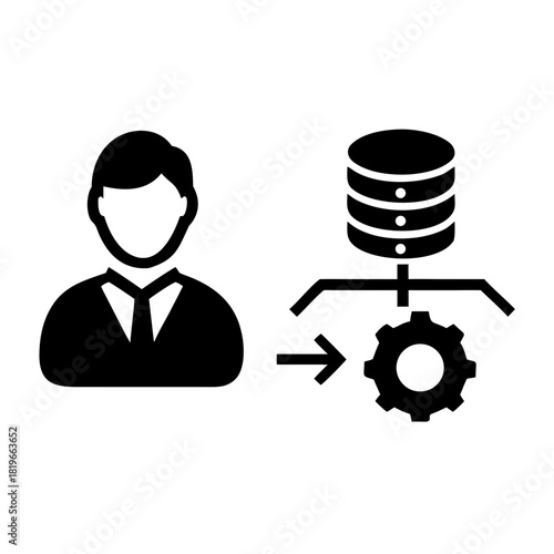 User accessing and managing data in a system, representing data processing, administration, and technological solutions