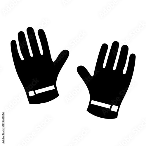 A pair of black gloves, essential for protection, warmth, or fashion, clearly displayed on a, showcasing their versatile and practical design