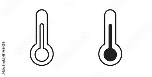 Temperature icon with editable stroke and flat vector pack
