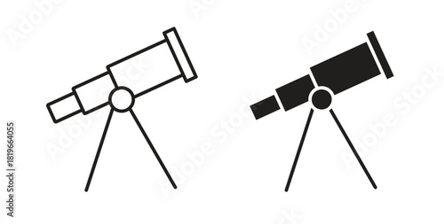 Telescope icon with editable stroke and flat vector pack