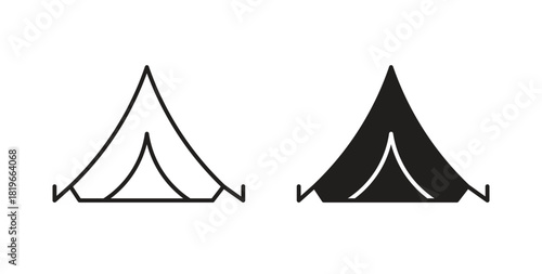 Tent icon with editable stroke and flat vector pack