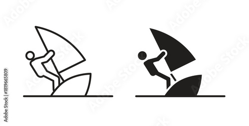 Windsurf icon with editable stroke and flat vector pack