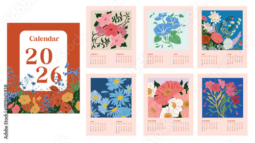 loral 2026 calendar with elegant botanical illustrations