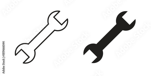 Wrench icon with editable stroke and flat vector pack