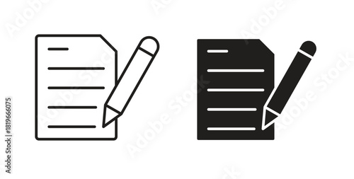 Writing icon with editable stroke and flat vector pack