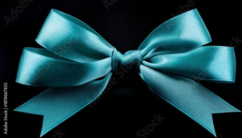 teal ribbon bow isolated on black