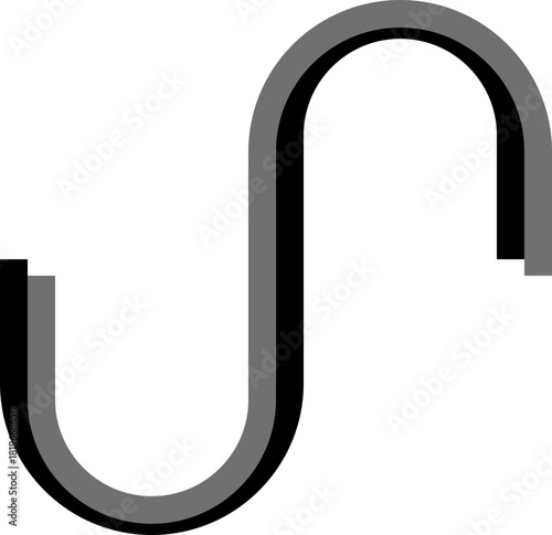 Intertwined dual-color lines form an irregular maze structure made of squared wave transitions and rounded bends.