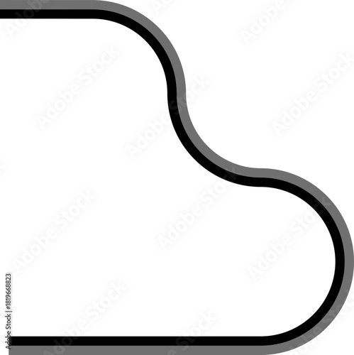 Dual-tone thick lines outline a labyrinth arrangement composed of squared wave segments and rounded directional curves.