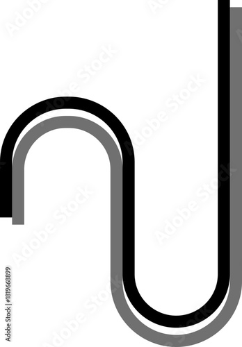 Interlaced lines create an irregular labyrinth built from squared wave pathways and fluid rounded bends.