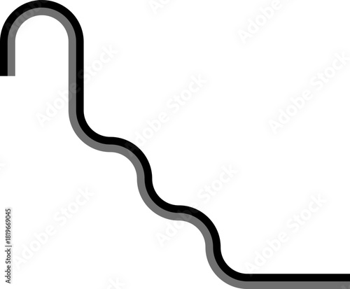 Two thick colored lines form a diagonal maze structure built from long zigzag stretches and rounded curved passages.