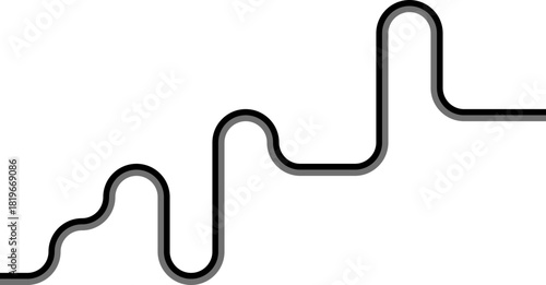 Thick paired lines outline a maze built from squared wave segments connected through smooth rounded changes.