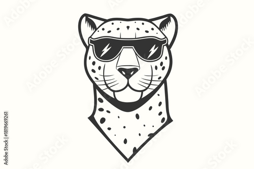 Cartoonish cheetah with sunglasses shows a cool monochrome style and attitude here
