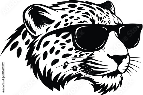 Cool jaguar visage sports sunglasses; this minimalist black and white boasts style