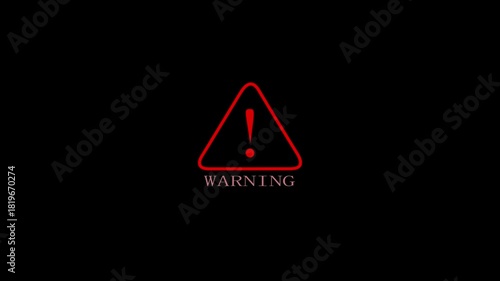 Warning security alert the screen data hacking malware virus caution signal icon animation. Digital technology computer cybersecurity protection and warning system video animation a black background.