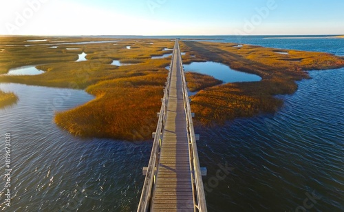Bass Hole Boardwalk Aerial at Gray's Beach in Yarmouth, Cape Cod