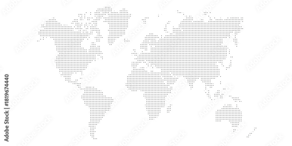Naklejka premium Dotted world map for global data connection and network technology concept.