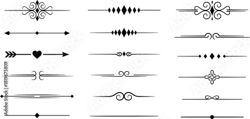 Elegant decorative dividers and separators for graphic design and wedding invitations