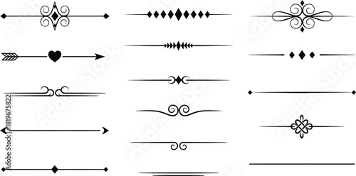 Collection of decorative dividers and flourishes for graphic design and web design