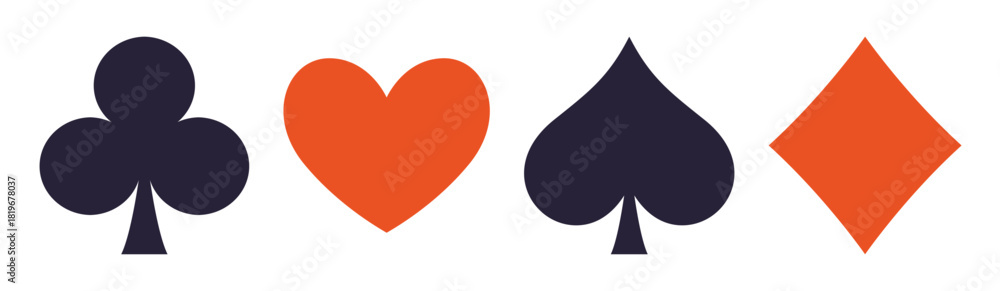 Obraz premium Playing Card Symbols. Isolated on white background, Card aces vector, diamonds, spades, hearts, clubs. aces of all four