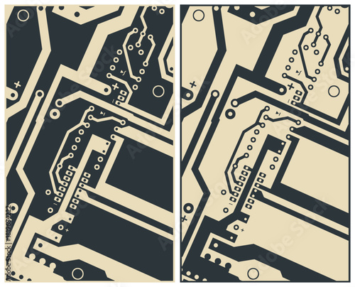 Circuit board close-up illustrations