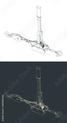 Come-along winch isometric drawings
