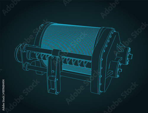 Powerful hydraulic winch blueprint