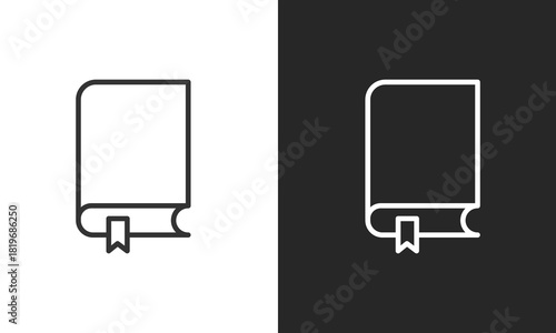 Closed Book with Bookmark Line Art Icon - Minimalist Vector Symbol for Education, Reading Apps, and Library Literature