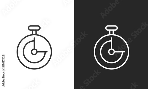 Stopwatch and Timer Line Art Icon for Measuring Time, Speed, Deadlines, and Countdown in Sports, Cooking, or Work