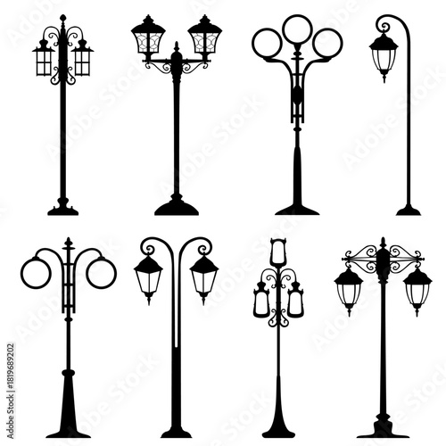 set of street lamps