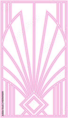 Expanding ray burst radiates neon lines outward in geometric symmetry shaped by fanburst and sunburst form.