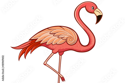 Flamingo bird cartoon vector art illustration