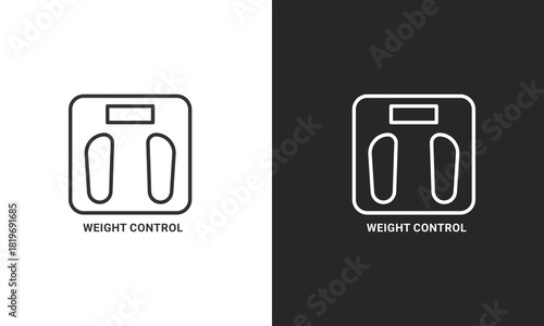 Weight Control Bathroom Scale Icon - Minimalist Line Art Symbol for Fitness, Dieting, and Body Mass Monitoring