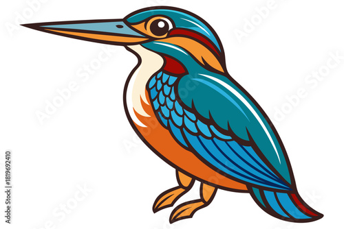 kingfisher bird vector art white background
