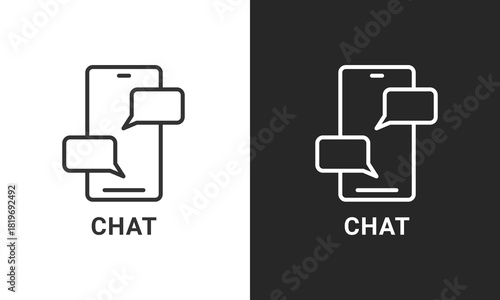 Mobile Phone Chatting Icon with Speech Bubbles for SMS, Messaging Apps, and Social Media Communication