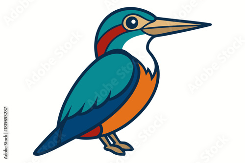 kingfisher bird vector art white background