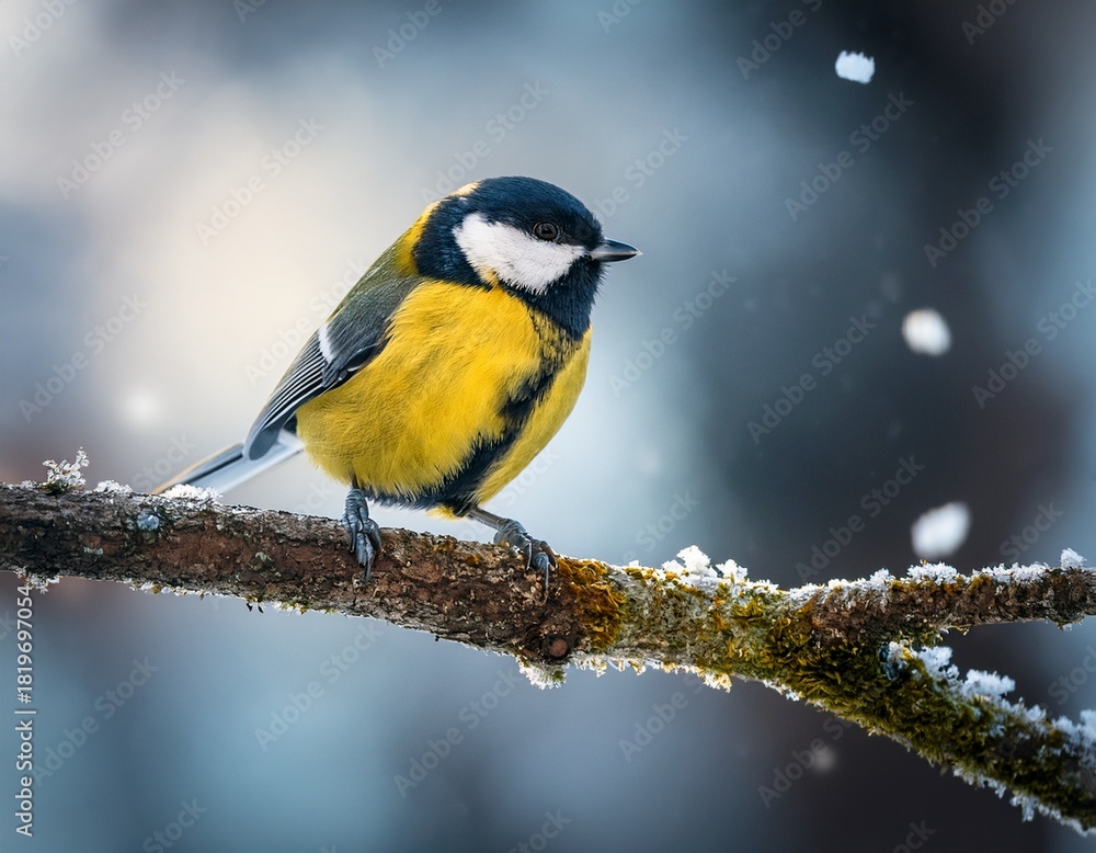 Fototapeta premium yellow tit on a branch