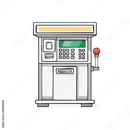 Cartoon gas pump illustration. Fuel dispenser machine for a petrol station.